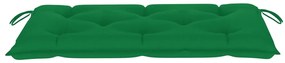 Panca da Giardino con Cuscino Verde 112 cm in Legno di Teak