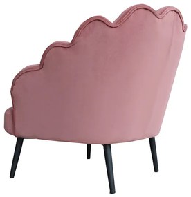 Poltrona da camera in velluto con schienale imbottito a conchiglia BAIA ROSA ANTICO