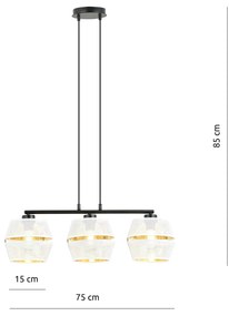 Sospensione Contemporanea 3 Luci Enea In Metallo Bianco E Oro
