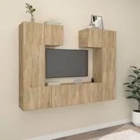 Set di Mobili Porta TV 6 pz Rovere Sonoma in Legno Multistrato 3114456