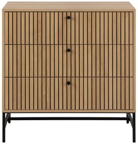 Cassettiera effetto rovere in colore naturale 81x80x40 cm Albany - Actona