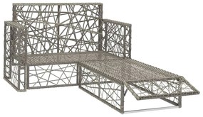 Set divani da giardino 2 pz con cuscini in polyrattan grigio