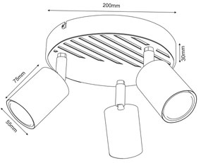 Faretto TERRA 3xGU10/8W/230V nero/quercia
