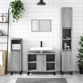 Set Mobili Da Bagno 3 Pz Grigio Sonoma İn Legno Multistrato /