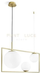 Buble sospensione tre sfere lm colore opalino montatura oro attacco...