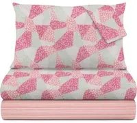Completo letto matrimoniale cotone patchwork fiori corallo Taylor
