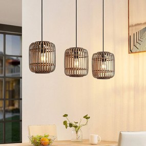 Lampada a sospensione Canyana Lindby, dimmerabile, Legno chiaro, Soggiorno / Sala da pranzo, Legno, Campagna / Rustiche, Lampada a sospensione