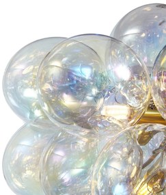 Lampada a sospensione Art Déco oro con vetro arcobaleno 50cm 8 luci - Uvas