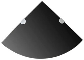 Scaffale Angolare Con Supporti Cromati İn Vetro Nero 25x25 Cm /