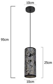 Lampadario a sospensione con filo AVALO 1xE27/60W/230V grigio/nero