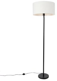 Lampada da terra nera con paralume bianco 50 cm - Simplo