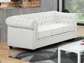Divano CHESTERFIELD 3 posti in similpelle Bianco