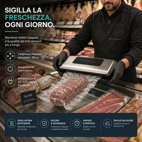 Macchina Sottovuoto e Sigilla 110W Forza Aspirante -600mBar per Alimenti...