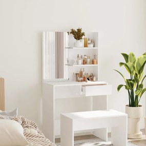 Toeletta Con Specchio Bianco 74,5x40x141 Cm /