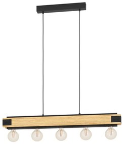 Lampadario Industriale Layham nero 5x E27 EGLO