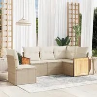 Set Divano da Giardino 5 pz con Cuscini Beige in Polyrattan 3227654