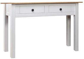 Tavolo Consolle Bianco 110x40x72 Cm Legno Massello Pino Panama /