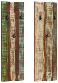 Appendiabiti A Parete 2pz 36x3x110cm Legno Massello Di Recupero /