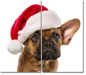 Tagliere in vetro Bulldog cane di Natale 60x52 cm