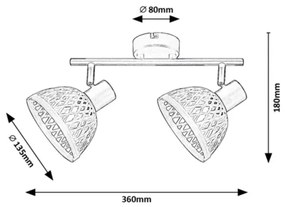 Rabalux 3134 - Faretto RATTAN 2xE14/15W/230V rattan