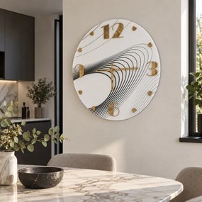 Orologio da Parete Rotondo VORTE Ř 65 cm - Vetro Bianco con Design nero