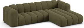 Divano angolare verde (con penisola a destra/con chaise lounge) con rivestimento in ciniglia Lupine – Micadoni