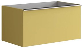 Mobile da bagno sotto lavabo Pixel plain giallo laccato L 80 x H 40 x P 45.5 cm 2 cassetti, lavabo non incluso