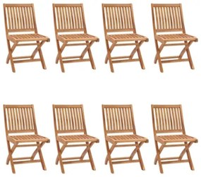 Sedie da Giardino Pieghevoli con Cuscini 8 pz Massello di Teak