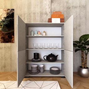Credenza a 4 ante e 2 vani con ripiani 90x120 cm KYLA Grigio