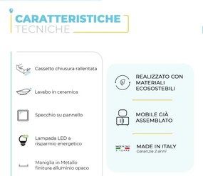 Mobile bagno sospeso 110 cm Master rovere miele con lavabo e specchio