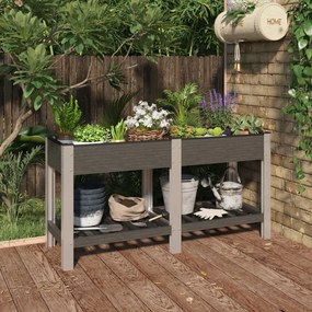 Fioriera Rialzata Giardino Con Ripiano Grigia 150x50x75 Cm Wpc /