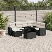 Set Divani da Giardino con Cuscini 8 pz Nero in Polyrattan 3267436