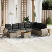 Set Divano da Giardino 9 pz con Cuscini Grigio in Polyrattan 3225143