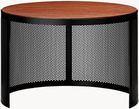 Tavolino rotondo in metallo con piano in legno Pausilius
