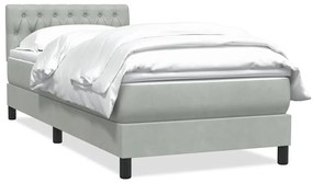 Giroletto A Molle Con Materasso Grigio Chiaro 90x220 Cm Velluto /