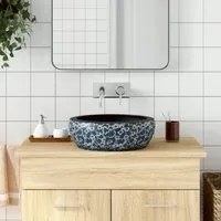 Lavabo da Appoggio Nero e Blu Rotondo 41x14 cm Ceramica 155065