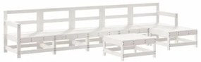 Set Salotto da Giardino 7 pz Bianco in Legno Massello di Pino