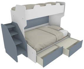 SMART120 - Letto a castello con letto inferiore 1piazza e mezza con scaletta contenitore indipendente