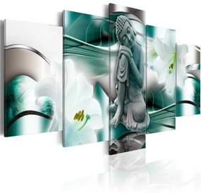 Quadro Buddha and lilies  Colore Verde, Dimensioni e Misure 100x50