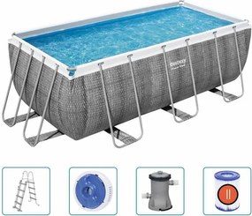 Set Piscina Rettangolare Power Steel 412x201x122 cm Bestway