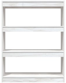 Libreria/divisorio bianco 100x30x103 cm in massello di pino