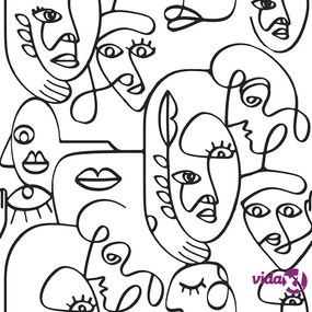 Noordwand Carta da Parati Friends & Coffee Line Art Faces Bianco Nero