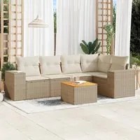 Set Divano da Giardino 6 pz con Cuscini Beige in Polyrattan 3257766