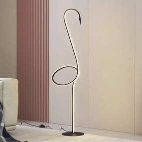 Lampada da terra a LED Pajaro Lindby, dimmerabile, Nero, Soggiorno / Sala da pranzo, Metallo, Moderno, Lampada LED da terra