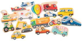 Puzzle in legno - Mezzi di trasporto - 16 pezzi