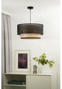 Duolla - Lampadario a sospensione con filo WOOD BOHO 1xE27/15W/230V diametro 45 cm nero/beige