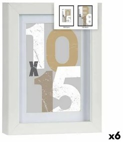 Cornice Portafoto Bianco Vetro Legno MDF 16 x 21 x 2,5 cm (6 Unità)