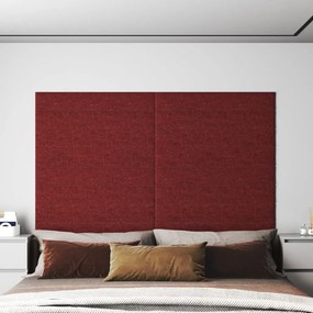 Pannelli Murali 12 Pz Rosso Vino 90x15 Cm Tessuto 1,62 M² /