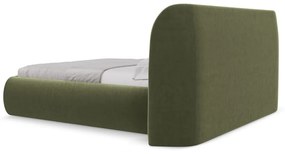 Letto matrimoniale imbottito verde con vano contenitore con griglia 180x200 cm Hauke - Makamii