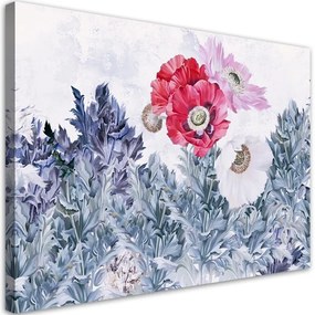 Quadro su tela, Poppies dipinti in giardino  Dimensioni 60x40